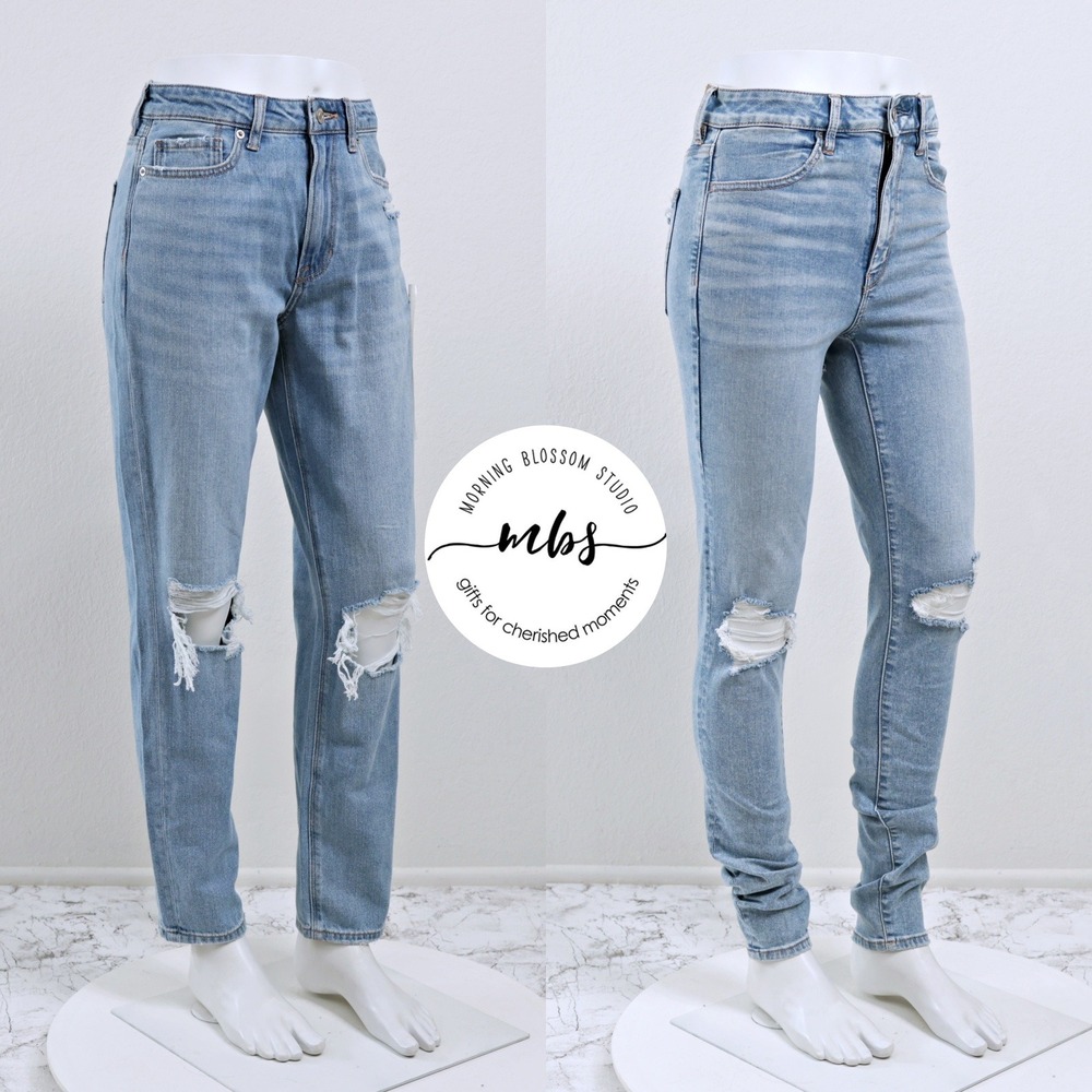 Bundle of 2 NWT American Eagle High Rise Stretch Distressed Jeans Blue Women 6